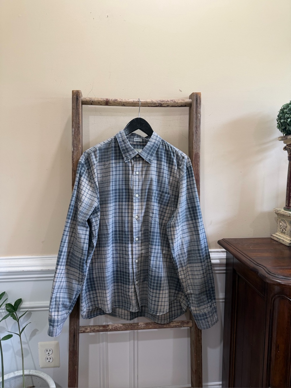 J. Crew Organic Cotton Men's Plaid Button-Down Shirt - Blue Gray